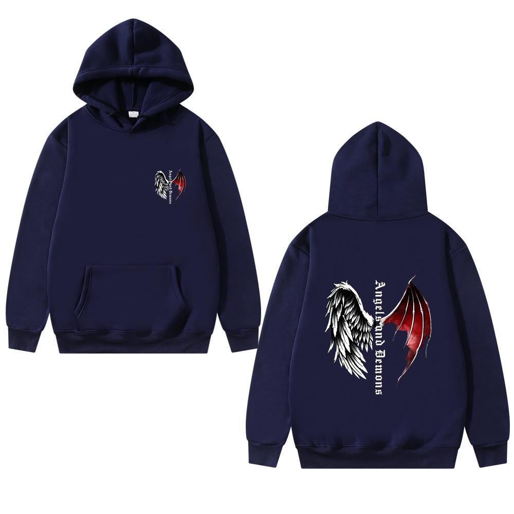 Зимние худи в стиле дарк-панк с принтом в виде крыльев, модные повседневные спортивные толстовки с длинным рукавом, унисекс для мужчин и женщин