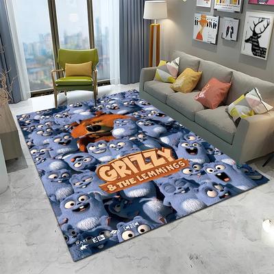 3D Grizzy and The Lemmings Cartoon Carpet Rug для дома, гостиной, спальни, дивана, коврика для двери, детский коврик, нескользящий напольный коврик