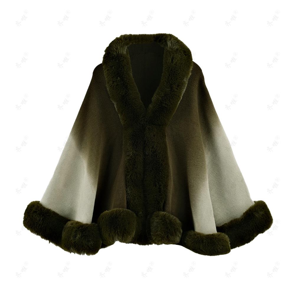 Женская шаль из искусственного меха с градиентом цвета, мягкая теплая удобная накидка-пончо, кардиган из искусственного меха кролика рекса, шаль, накидка большого размера на осень-зиму