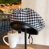 Beret Houndstooth Classic Womens Flat Top Hat In Black Edition Summer
