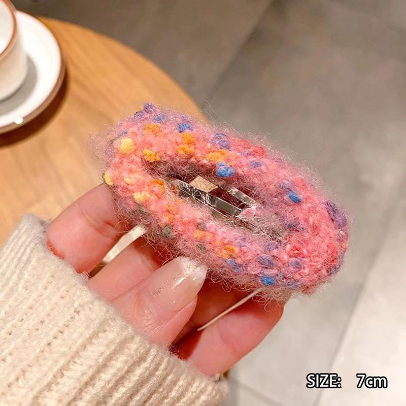 Корейская красочная плюшевая заколка для волос для женщин Ins Winter Temperamenta Duckbill Clips Hairpin Sweet Girl Hair Accessories