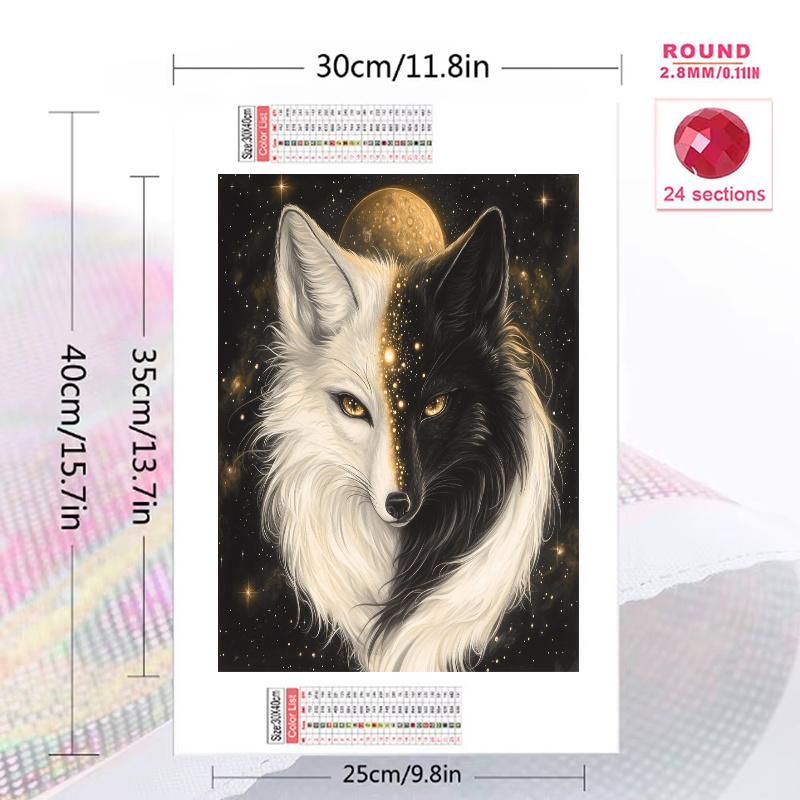 Fox Pattern 3pcs 100% Round Full Drill 5D DIY Diamond Painting Embroidery Cross Stitch Rhinestone Décor