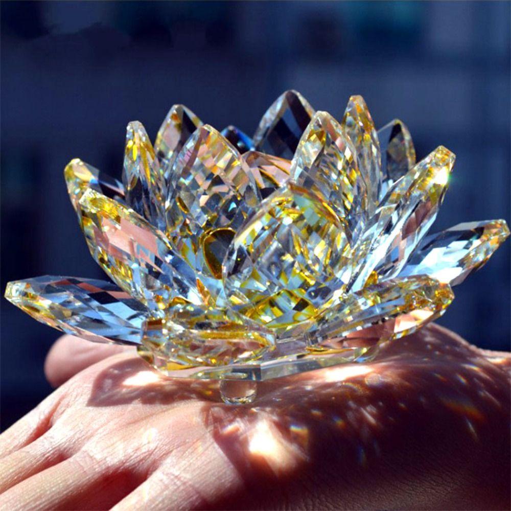 Souvenir Gifts Lotus Flower Decor Glass Craft Glass Miniature Crystal Lotus Flower Figurine