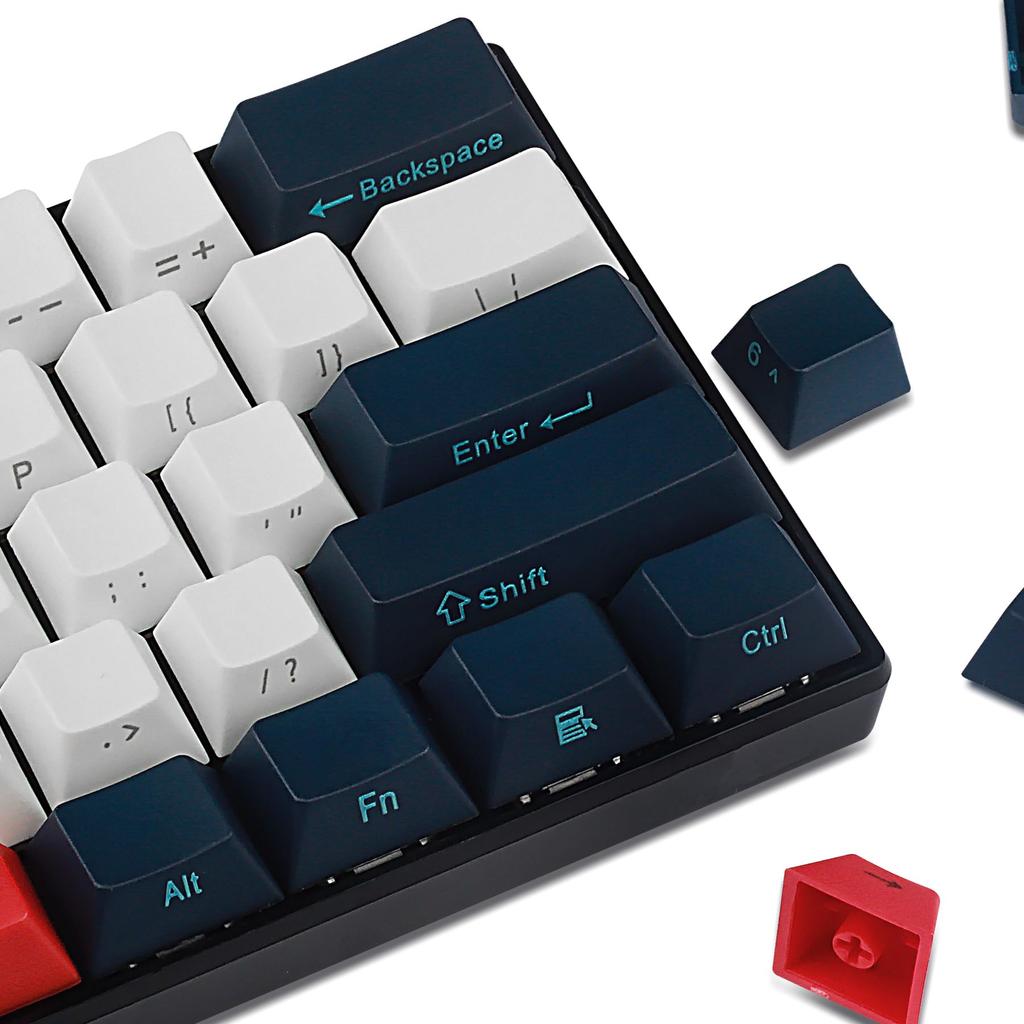 Happy Balls 60% Keycap Side Print PBT Keycap Set, 61, 68, Cherry MX Keycaps for 60% MX Switch Mechanical Keyboards (Navy Blue Combo)