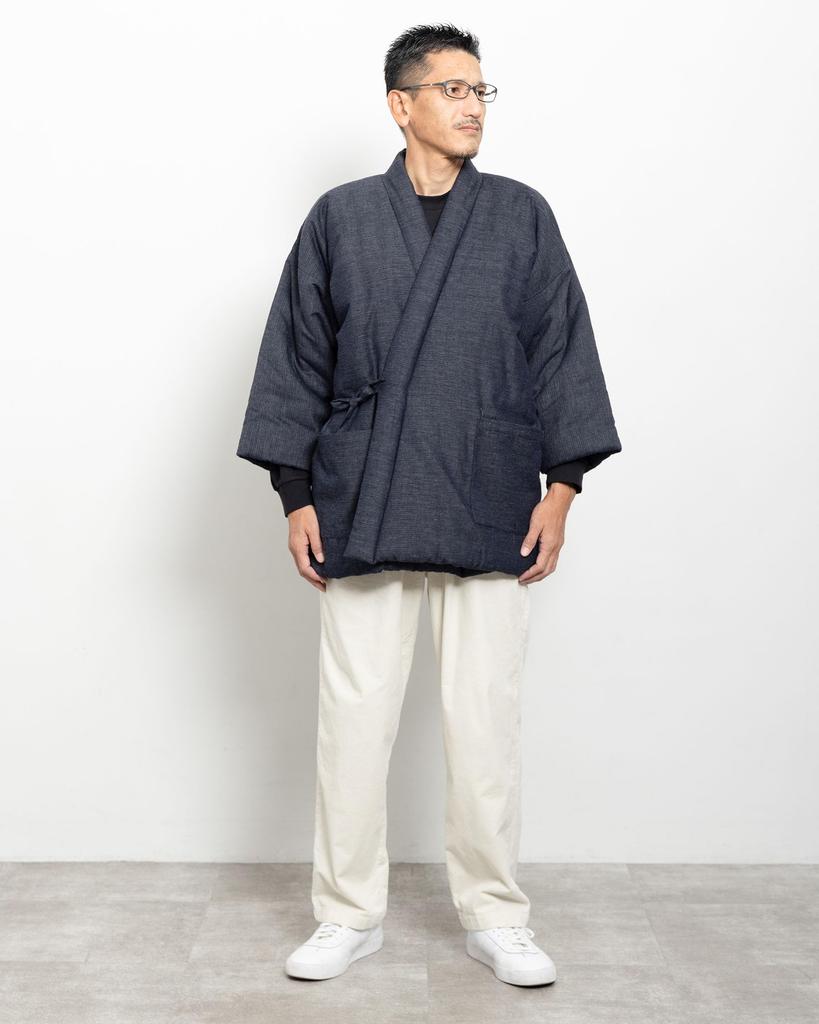 Watanosato Cotton Made In for Four Matching Woven Pattern One Size Fits Hanten, Japan, Men, Warm, Plain, Straps, (Gray, Most)