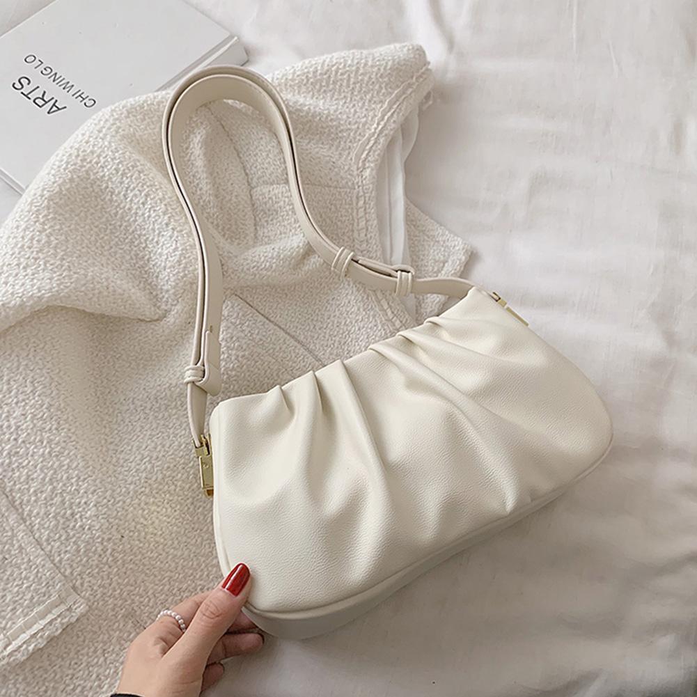 Женская модная сумка через плечо из искусственной кожи, сумка через плечо, плиссированная сумка (белый)