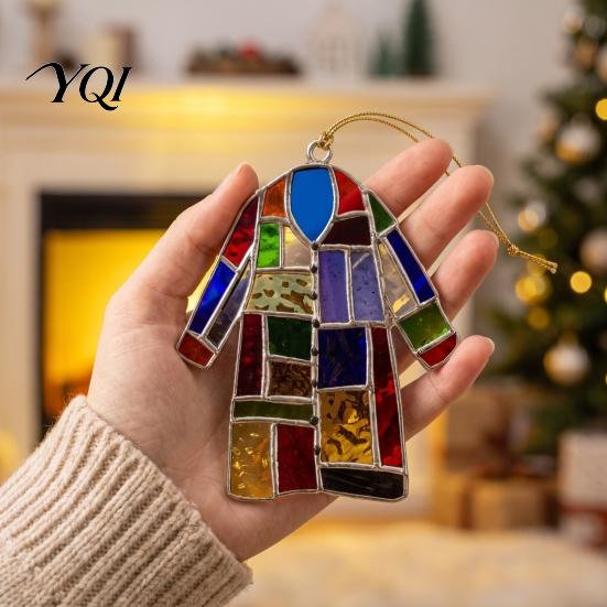 Colorful Patchwork Jacket Ornament Rainbow Colored Coat Christmas Ornament, 2D Acrylic Decorative Holiday Garlands Tree Hanging Decoration for