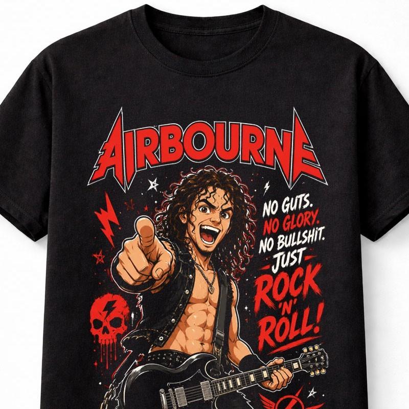 Airbourne Рок-группа Гитара Хэви-метал Графический Унисекс Футболка