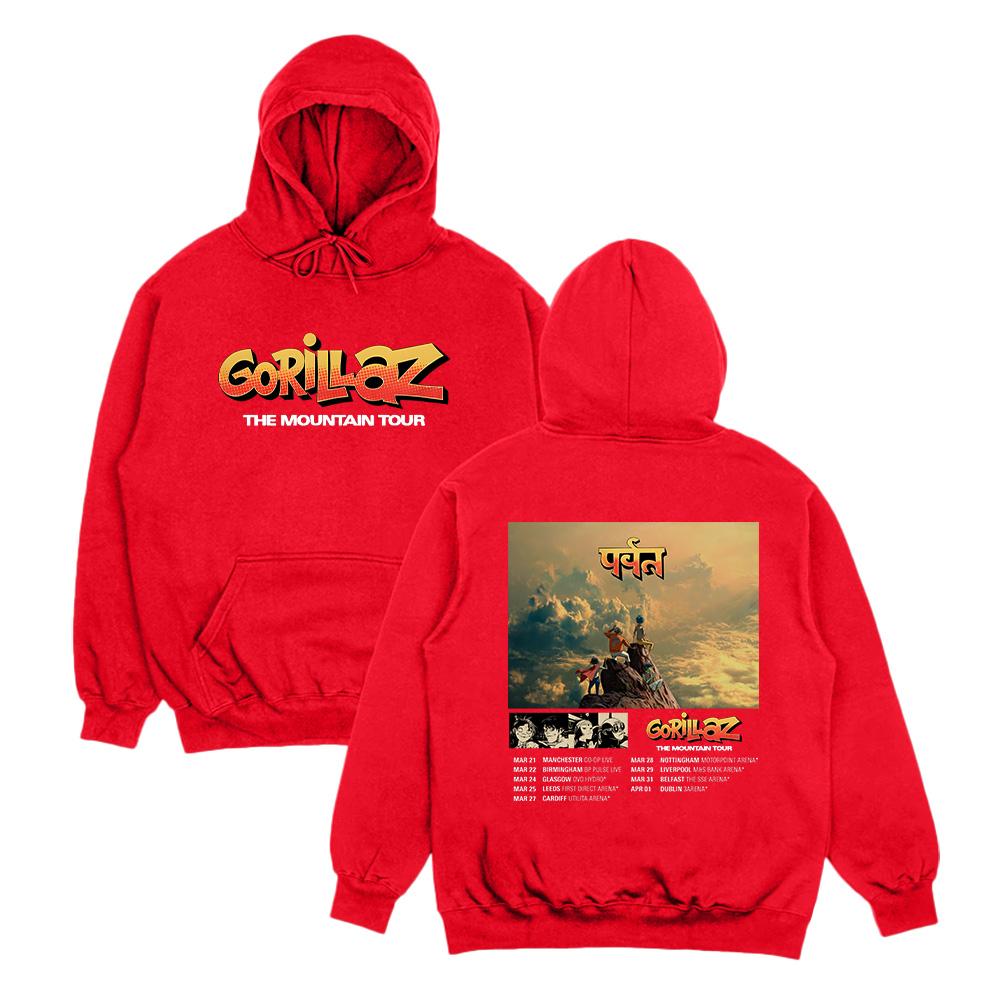 Gorillazs The Mountain Tour 2026 Толстовки Принт музыкальной группы Мужские Женские Повседневные Свитшоты Харадзюку Пуловер Унисекс Одежда Мода