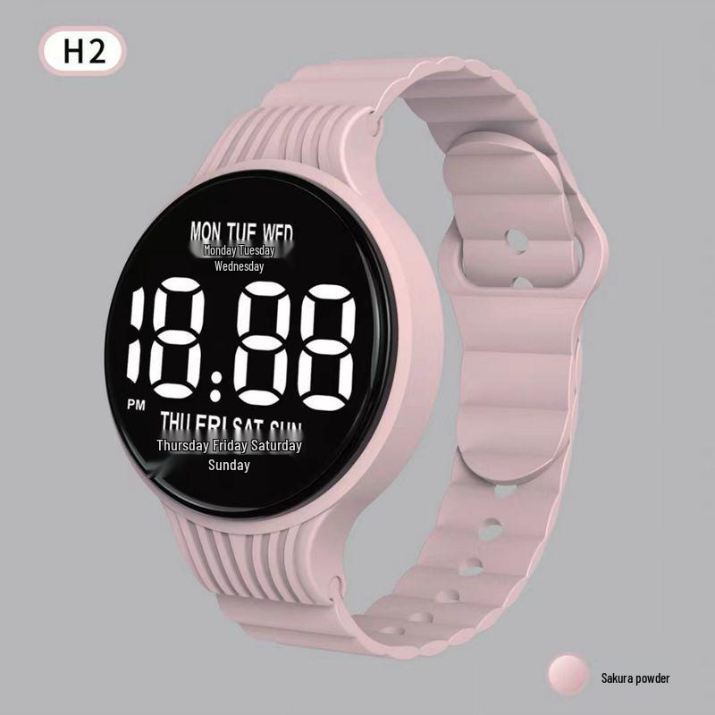 Светодиодные светящиеся цифровые спортивные часы H2 – Круглые, дизайн интернет-знаменитости для студентов