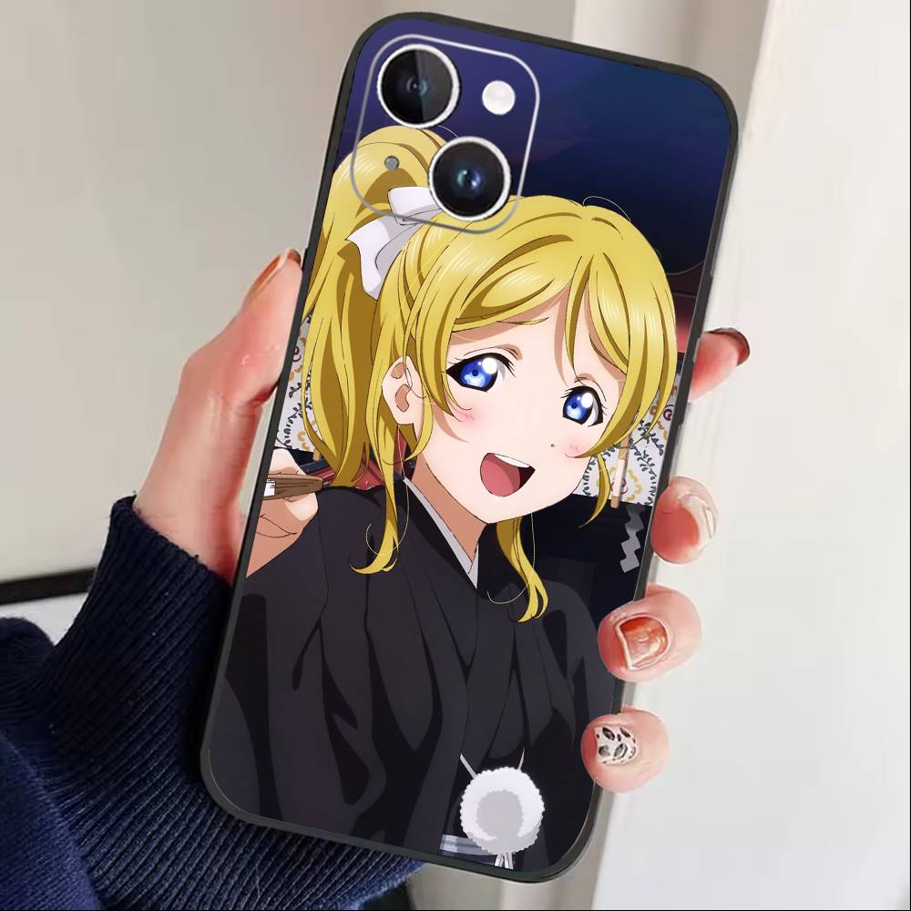 L-Love live-Аясе Эли Чехол для телефона Для iPhone 16,15,14,13,12,17,Pro Max,Plus Силиконовый Черный Чехол