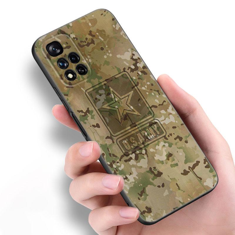 Камуфляжный Армейский Черный Силиконовый Чехол для Телефона Для Xiaomi POCO X3 X4 NFC F5 M3 M4 M6 X5 X6 Pro F3 F4 GT 5G C55 C65 M5