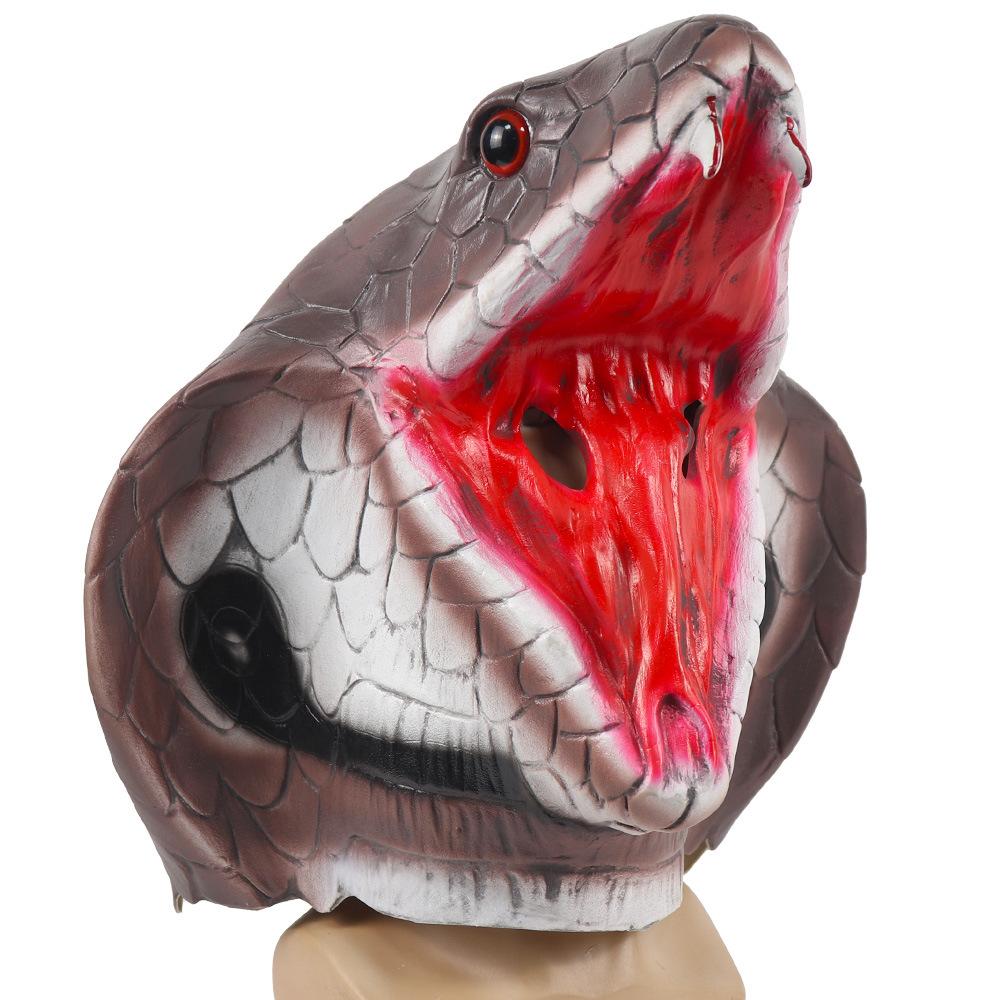 Halloween Animal Cobra Mask Scary Snake Latex Headgear Halloween Horror Realistic Animal Costume Props