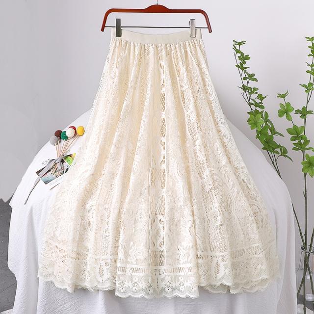 Юбка-полуюбка с вышивкой жаккардового цвета, женская весенняя юбка А-силуэта средней длины с высокой талией