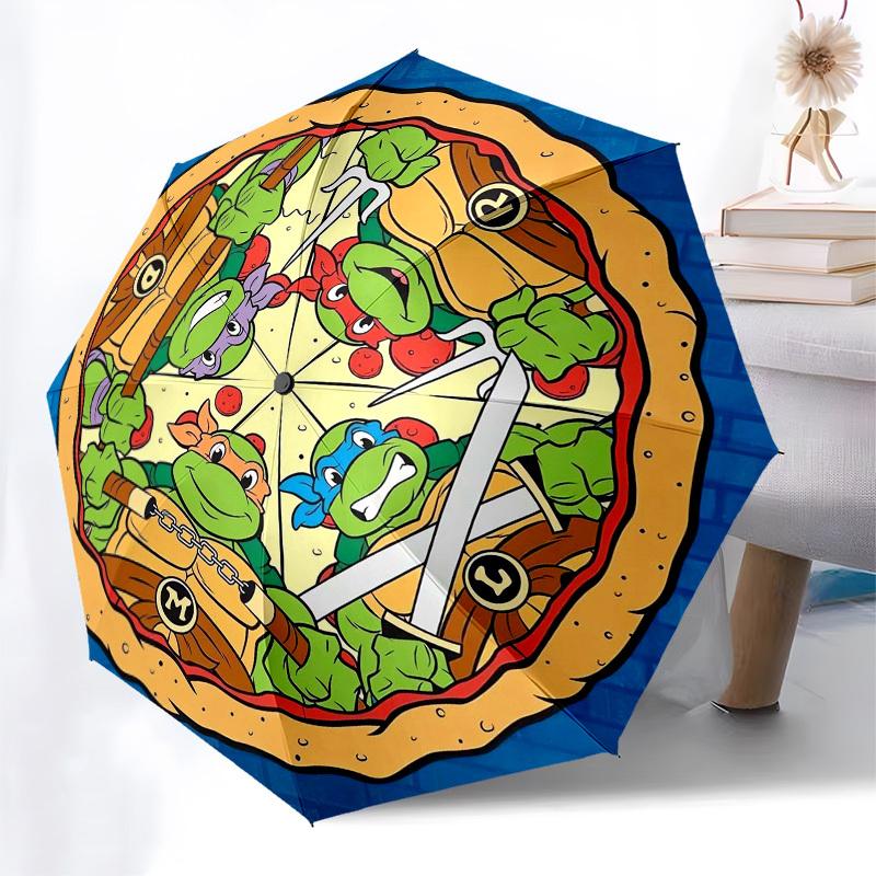 1pc Teenage Mutant Ninja Turtles Pizza Umbrella with Plastic Handle,Suitable for All Seasons Home Travel Outdoor UmbrellaFP018