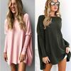 T Long Sleeves Shirt Women Clothing Solid Color Round Neck Breathable Fashion