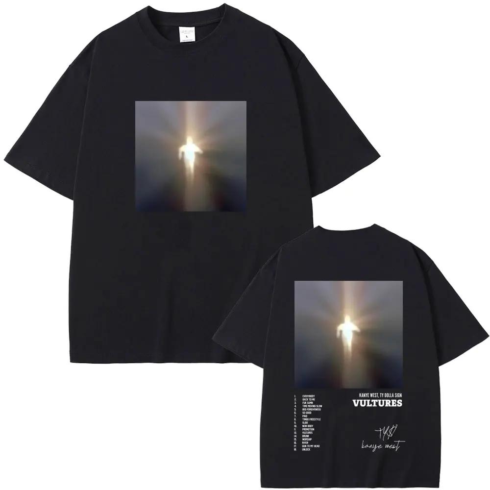 Rapper Kanye West Vultures New Music Album Graphic T Shirts Unisex Women Hip Hop Fashion Oversized Tshirts Male Cotton Tshirt
