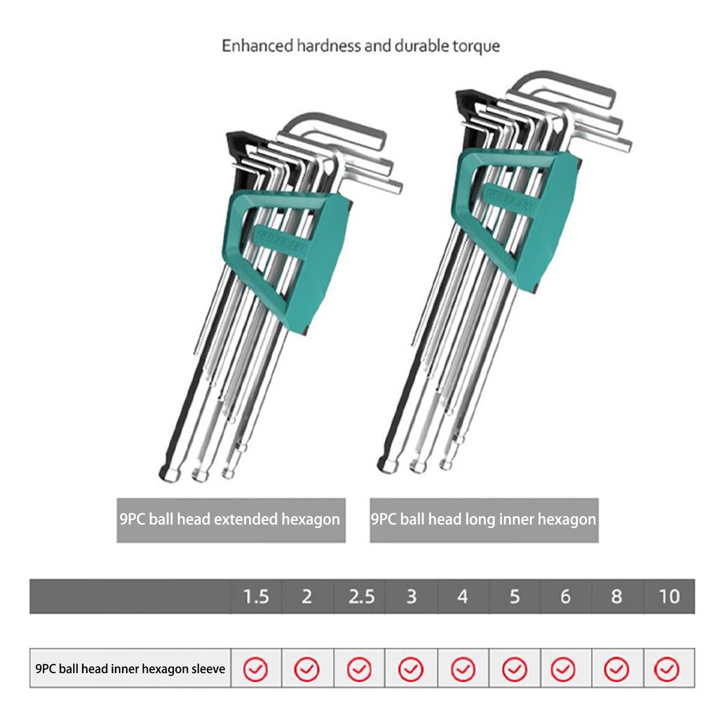 9 шт. шестигранный ключ SVCM + набор гаечных ключей шестигранная отвертка ручные инструменты шариковый наконечник L-образные ключи