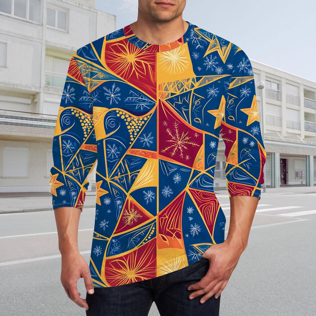 Men's T Shirt O-Neck Clothing Apparel Outdoor Long Sleeve Print Fashion Designer Vintage