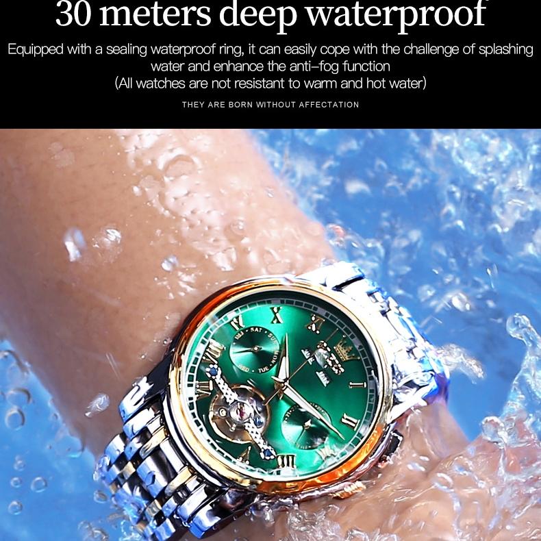 OLEVS Брендовая модная тенденция, повседневная пара механических выражений, часы для мужчин и женщин