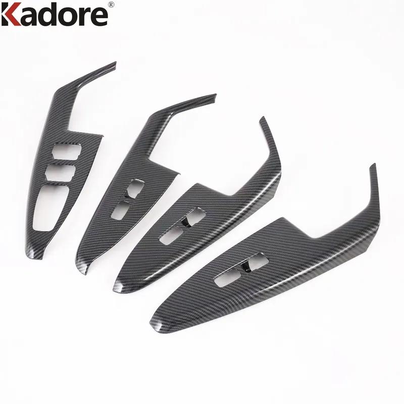 For KIA K7 Cadenza Carbon Fiber Car Interior Window Lift Switch Button Panel Cover Trim Accessories