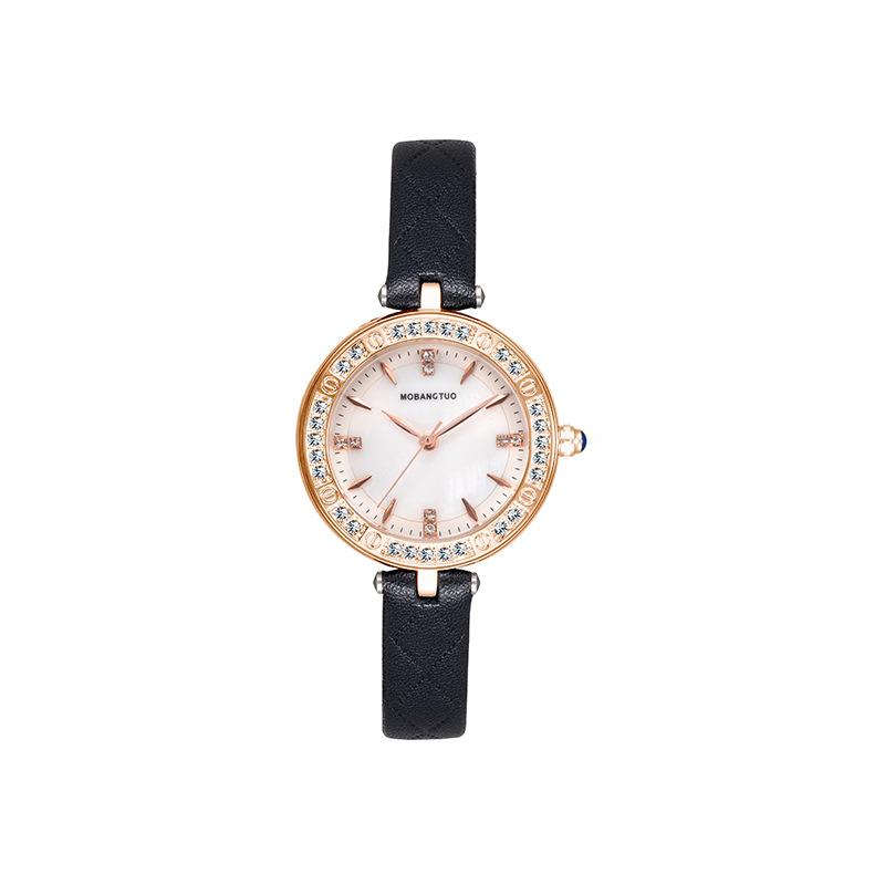 Fashion Diamond-Encrusted Ladies Watch Light Luxury Fritillary Round Dial Belt Waterproof Rose Gold Watch