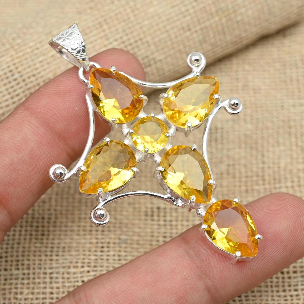 Красивый кулон ювелирных изделий ручной работы из стерлингового серебра 925 пробы с цитрином для нее