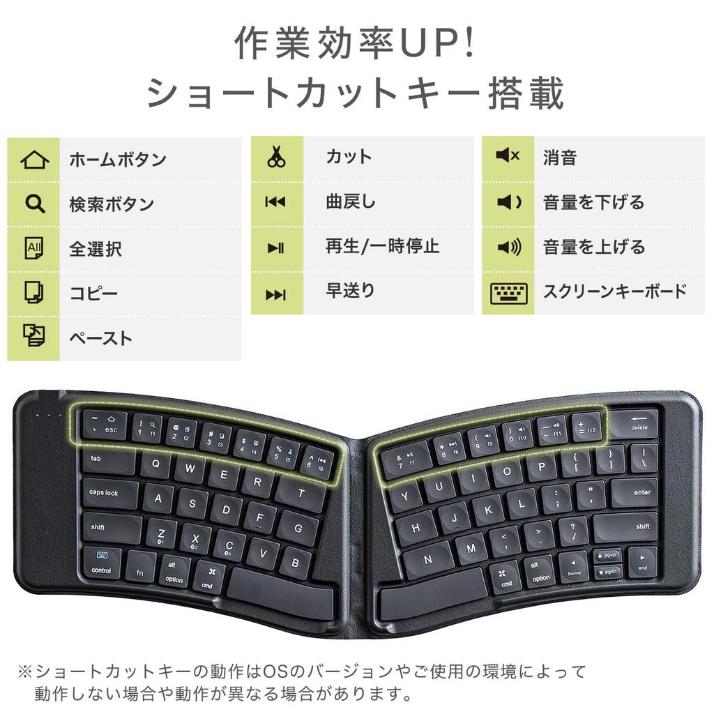 SANWA DIRECT Keyboard Bluetooth Compatible with Foldable Small Rechargeable Ergonomics 3 Units iPad/iPhone Multi-Pairing 400-SKB076