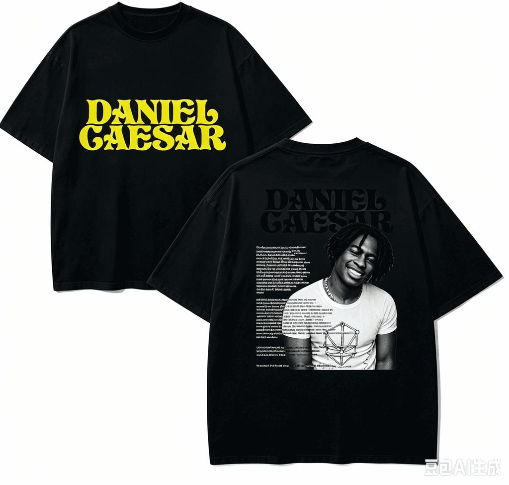 Daniel Caesar Футболка в подарок фанату Унисекс Унисекс Харадзюку Оверсайз Унисекс Короткий рукав Уличная одежда Высокое качество Для пар Удобная