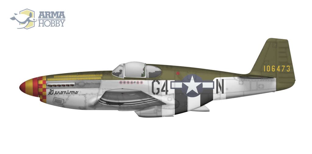 Пластиковая модель самолета ВВС США Mustang от Alma Hobby ADL70041, литая, цветная, 1/72 P-51B