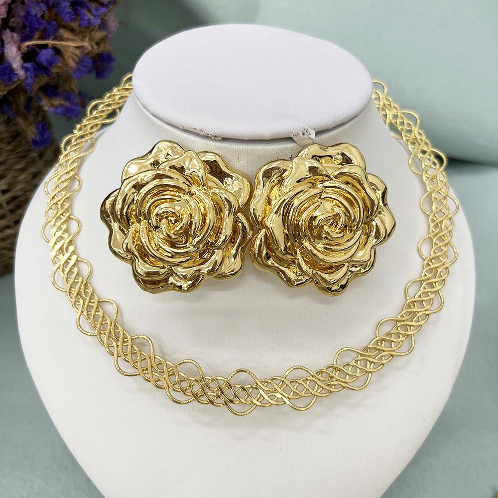 Круглый комплект украшений для женщин, круглые серьги, большое ожерелье, дубайский золотой цвет, воротник, женские элегантные эфиопские украшения для вечеринки