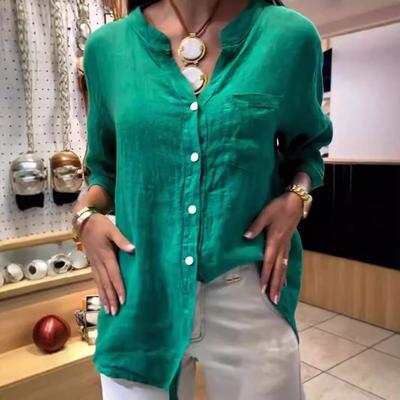 Женская повседневная рубашка с длинными рукавами и застежкой на пуговицы, плиссированная, для осени и зимы Блузки и рубашки