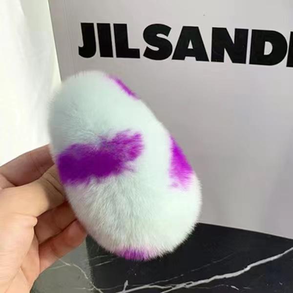 Плюшевая заколка для девочек из натурального кроличьего меха, женская заколка с челкой