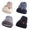 Add Fur Lined Winter Knitted Hats Casual Warm Beanie Cap Korean Plush Knitted Hat Men Women