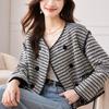 Spring and Autumn New Korean Version Fashion Temperament Versatile Small Tweed Top Small Fragrant Short Coat Plaid