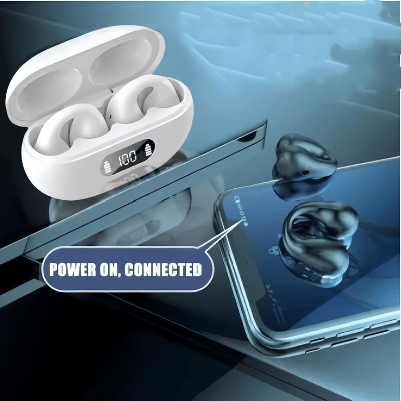 НОВЫЕ Беспроводные наушники TWS Bluetooth 5.3 Наушники с костной проводимостью Дизайн с клипсой для уха Сенсорное управление Светодиодные вкладыши Спортивные гарнитуры