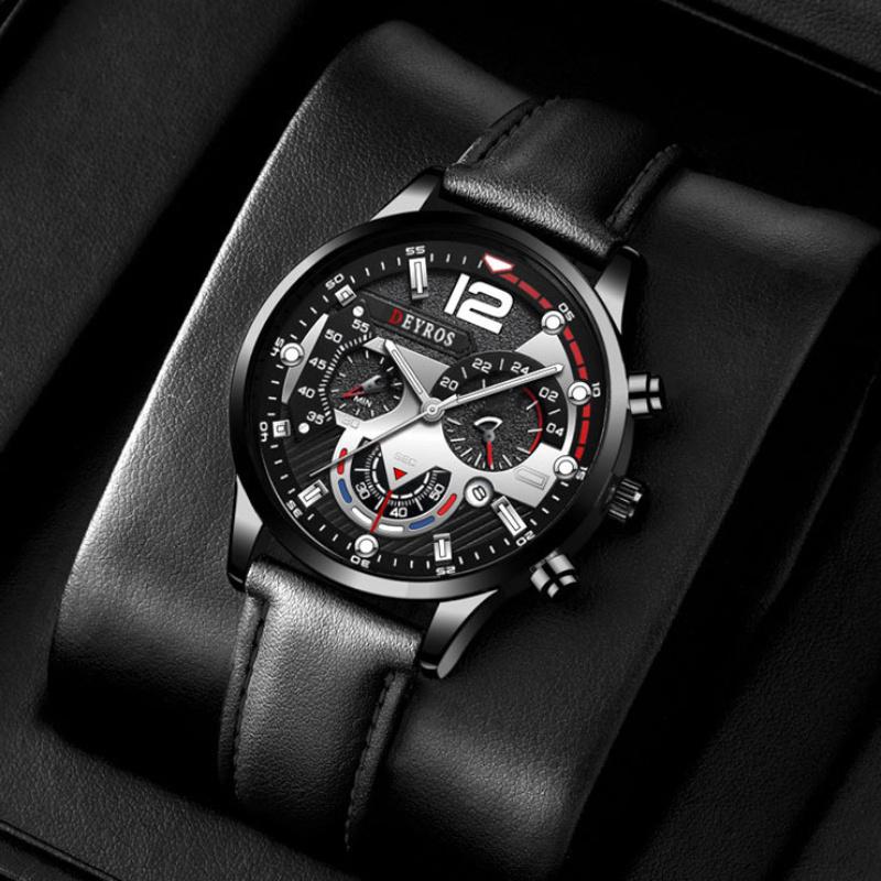Деловые мужские кварцевые часы с календарем, модные мужские повседневные наручные часы из искусственной кожи, спортивные часы, идеальный выбор для подарков мужчинам