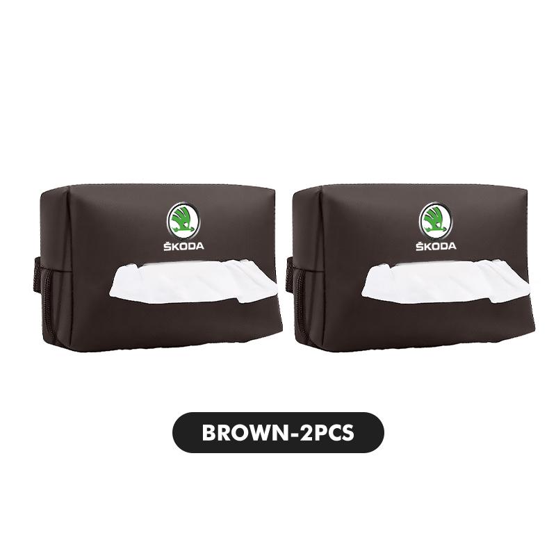 VIJT4 Car Tissue Box Cover Seat Back Hanging Type Tissue Storage Case For Skoda S Kodiaq Octavia 2 3 Yeti Karoq Rapid Fabia VII VRS