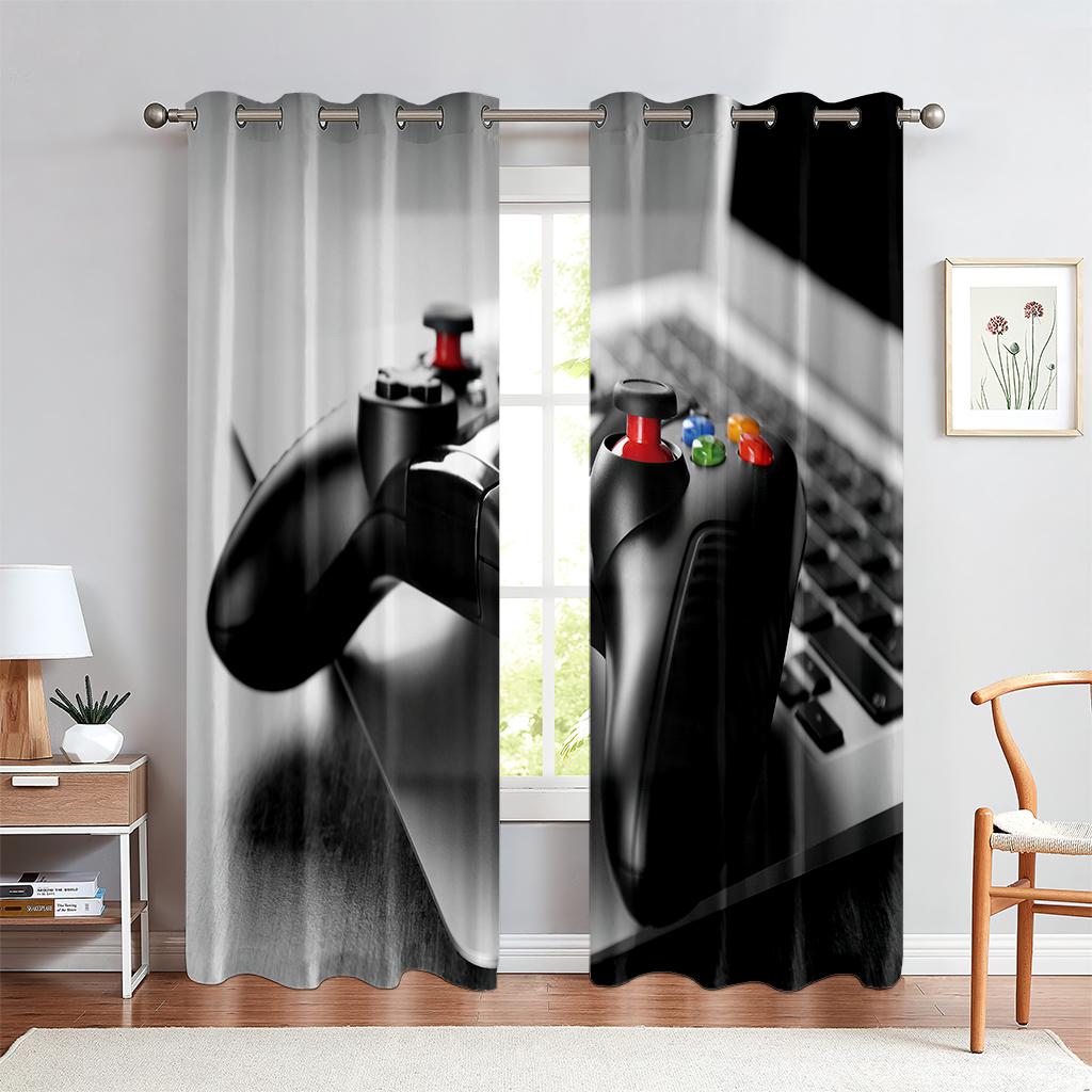 Gamepad Printed Curtains, Semi-Shading, Living Room, Bedroom, E-Sports Room Decorative Curtains, Customizable Patterns