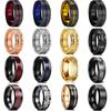 Fashion Men's 8mm Gold Color Groove Beveled Edge Tungsten Wedding Carbon Fiber Ring Punk Gear Wheel Stainless Steel Ring For Men