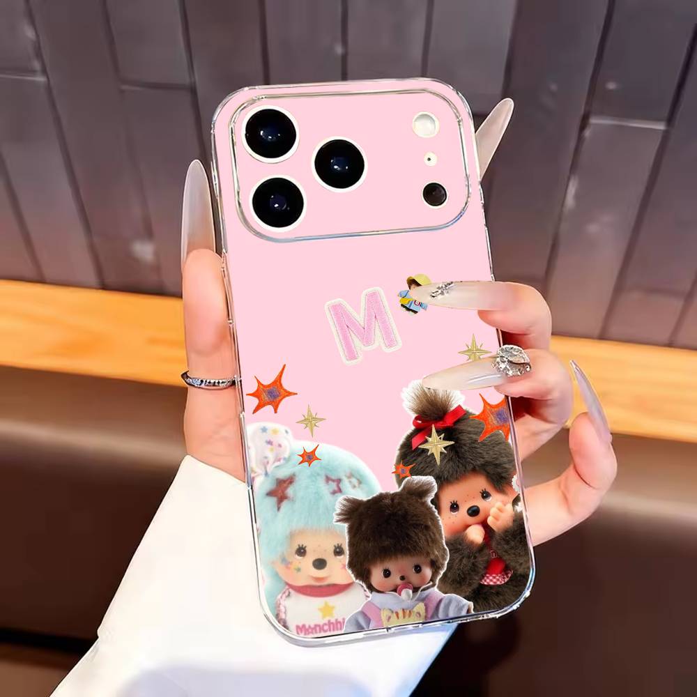 Милый чехол для телефона M-monchhichis-s для iPhone 17, 16, 15, 14, 13, 12, 11 Plus, Pro Max, мягкий прозрачный чехол