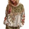 Женский модный худи с длинными рукавами в винтажном стиле, пэчворк, с цветочным принтом, повседневный