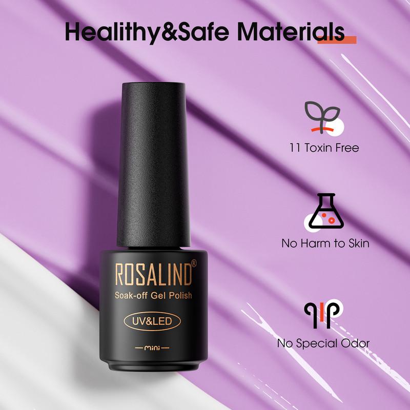 ROSALIND 48pcs Nail Gel Nail Polish Soak Off Hybrid UV/Led Lamp Glossy Multicolor Gel Semi Permanent Nail Art Design