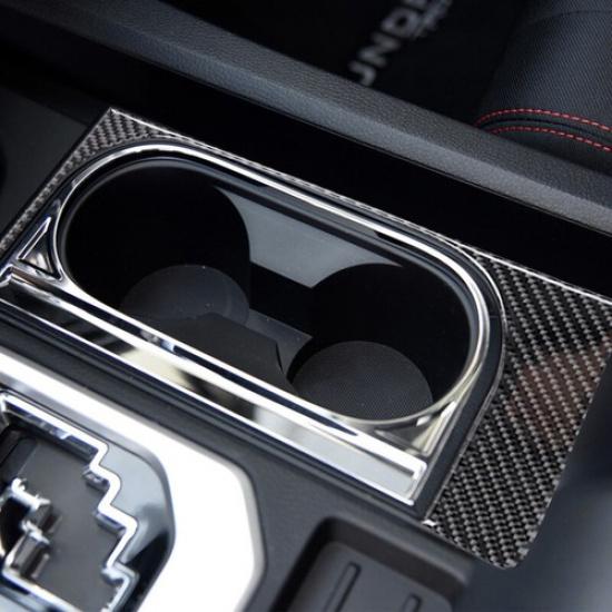 Soft Carbon Fiber + Rubber Car Center Cup Holder Panel Cover For Tundra 2014-18