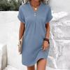 Women Elegant Short Sheath Dress Summer V-neck Short Sleeve Beach Dresses Plain Party Lightweight