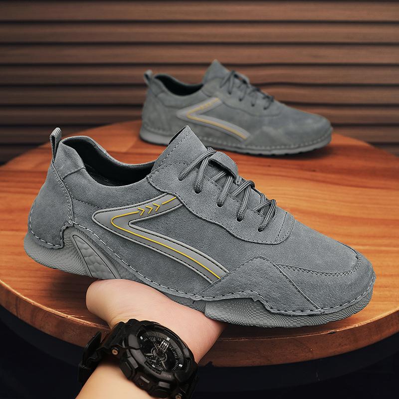Large Size Men's Shoes Versatile Trend Fashion Breathable Casual Shoes Hand Stitched Shoes Low Top Lace Up Soft Baseplate Shoes