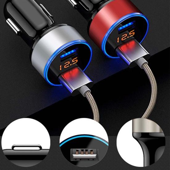 Car Charger Dual Usb 3.1A Adapter Led Voltmeter Display For Iphone Samsung