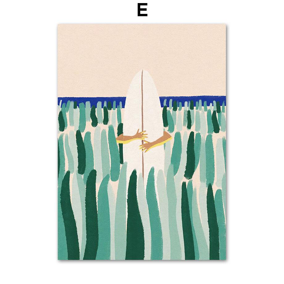 Винтажные постеры для серфинга, пляжа, океана, печать на холсте, настенная картина, искусство, современная мода, ретро, ​​абстрактный декор интерьера гостиной