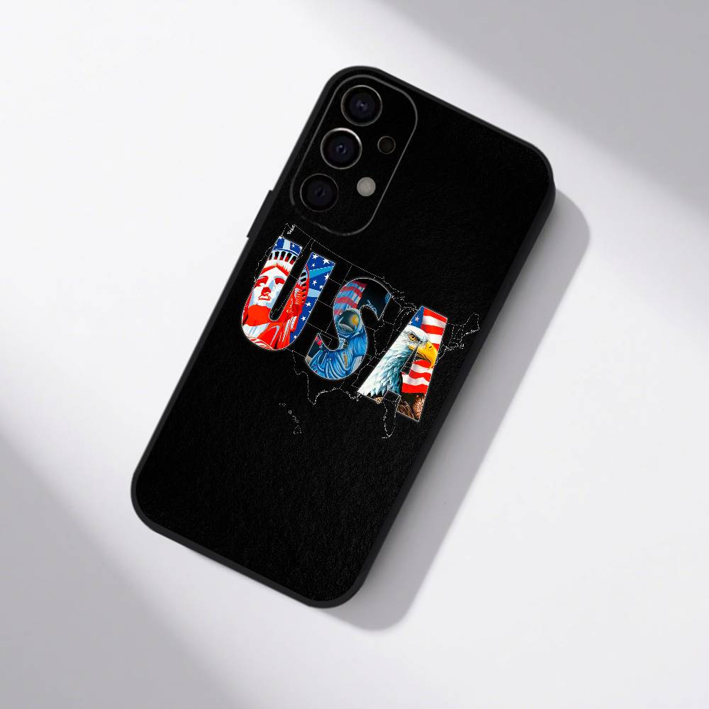Флаг США Американский чехол для телефона для Samsung S25,S24,S21,S22,S23,S30,Ultra,S20,Plus,Fe,Lite,5G Черный чехол