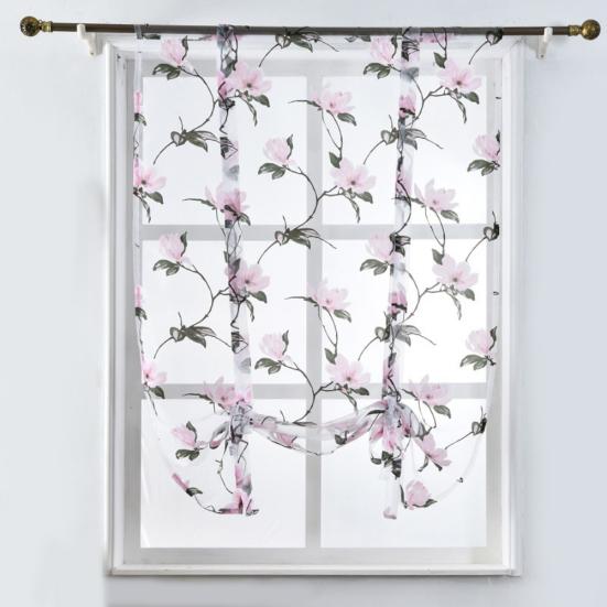 Римские цветочные шторы для кухни, тюль, прозрачная панель, занавеска для окна спальни